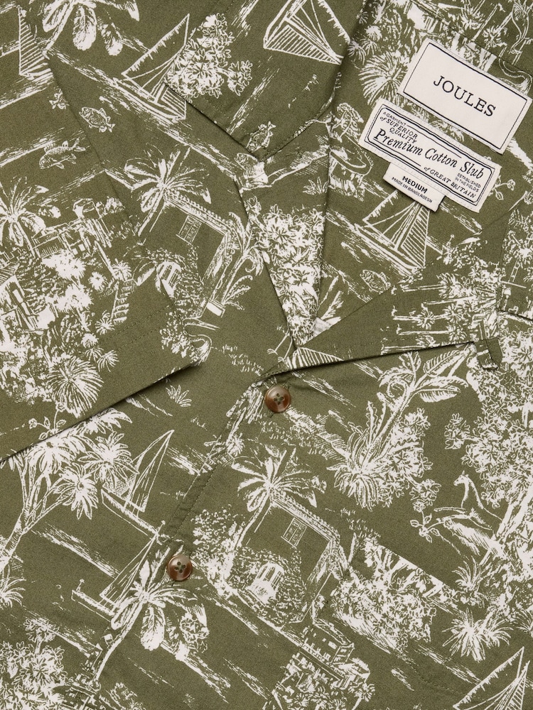 Joules Cotton Slub Khaki Green Toile de Jouy Short Sleeve Shirt - Image 1 of 10