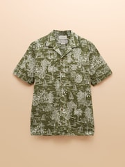 Joules Cotton Slub Khaki Green Toile de Jouy Short Sleeve Shirt - Image 10 of 10