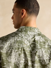 Joules Cotton Slub Khaki Green Toile de Jouy Short Sleeve Shirt - Image 9 of 10