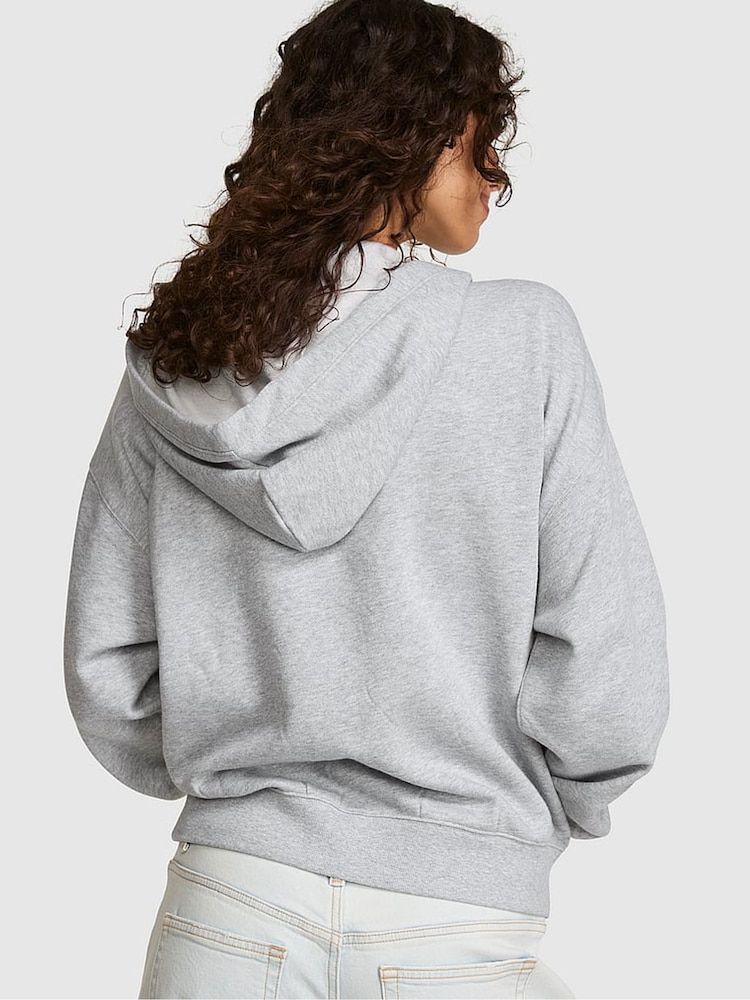 Victoria's Secret PINK Medium Heather Grey/Red Fleece Zip Up Hoodie - Image 3 of 3