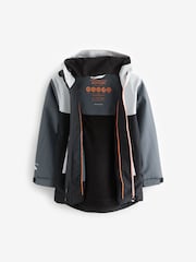 أسود وأبيض - Waterproof Fleece Hooded Lined Jacket (3-17yrs) - صورة 2 من 5