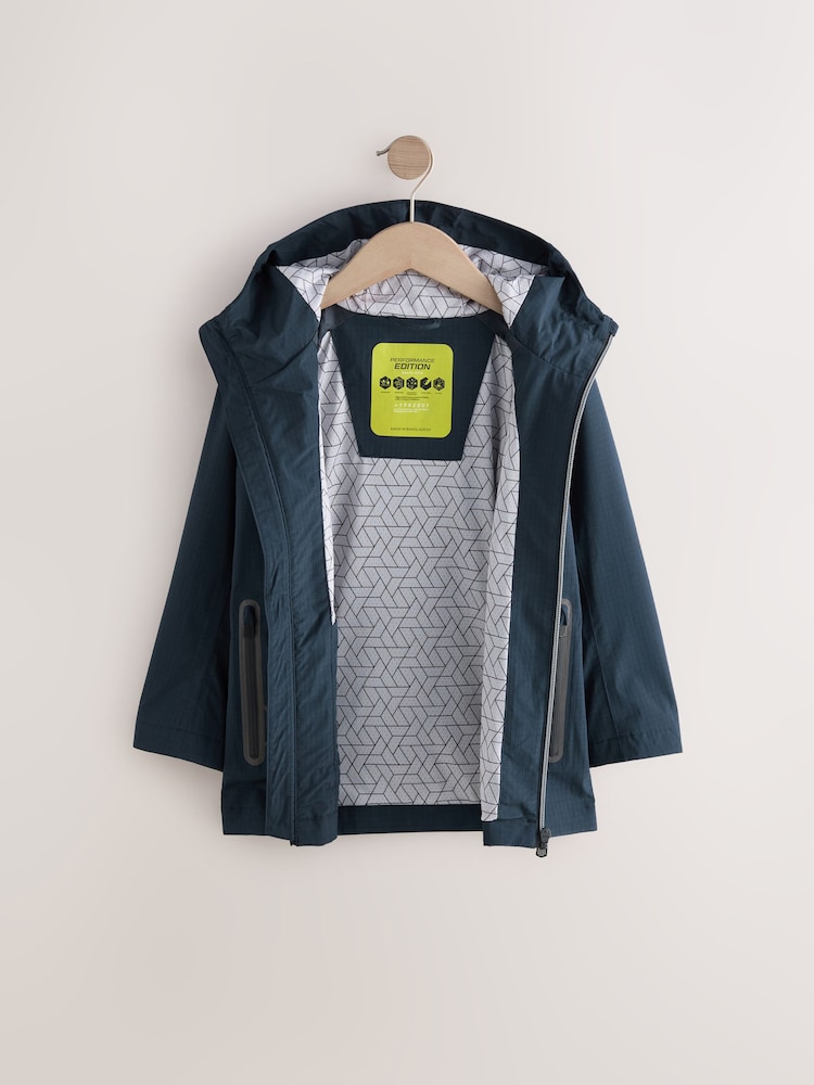 Navy Waterproof Mesh Hooded Lined Anorak Jacket (3-16yrs) - Image 3 of 7