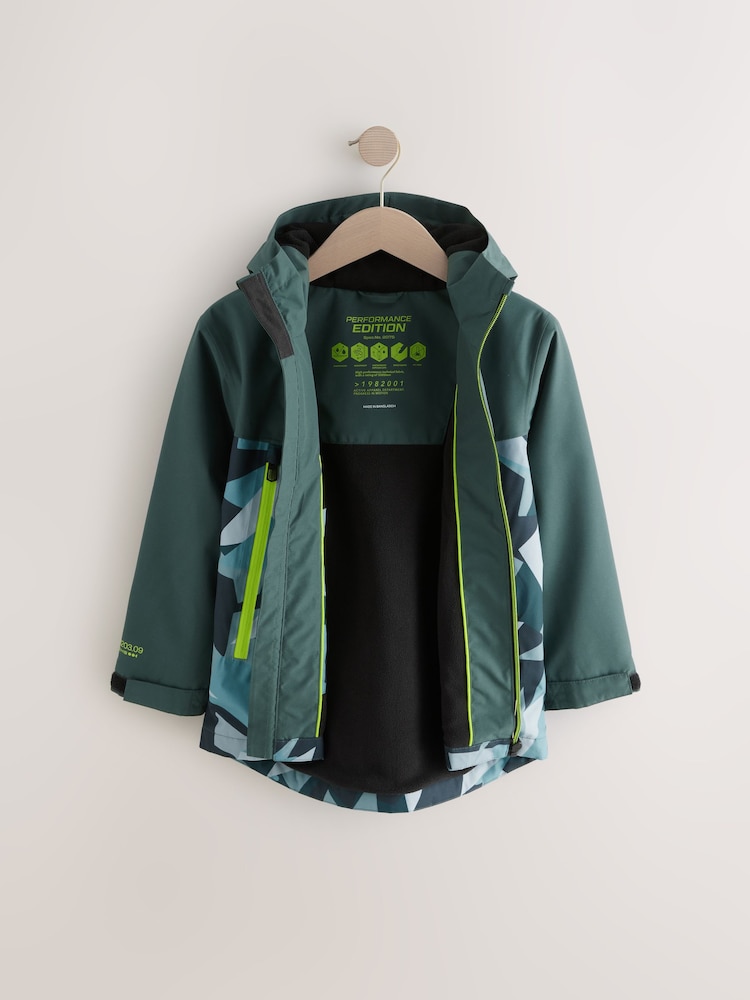 كاكي أخضر - Waterproof Fleece Hooded Lined Jacket (3-17yrs) - صورة 2 من 6