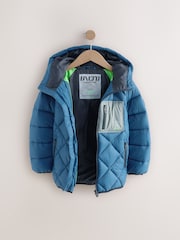 Teal Blue Quilted Midweight Hooded Jacket (3-16yrs) - Image 2 of 5