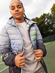 Black/White Quilted Midweight Hooded Jacket (3-17yrs) - Image 1 of 10