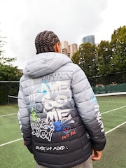 Black/White Quilted Midweight Hooded Jacket (3-17yrs) - Image 3 of 10