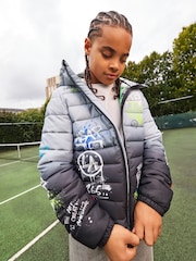Black/White Quilted Midweight Hooded Jacket (3-17yrs) - Image 4 of 10