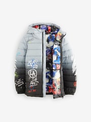 Black/White Quilted Midweight Hooded Jacket (3-17yrs) - Image 8 of 10