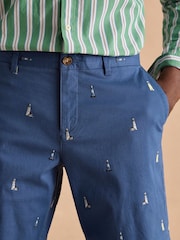 Joules Classic Fit Blue/Ecru Chino Shorts - Image 6 of 9