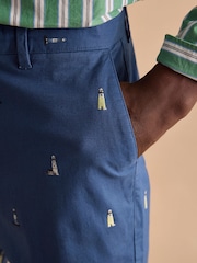 Joules Classic Fit Blue/Ecru Chino Shorts - Image 7 of 9