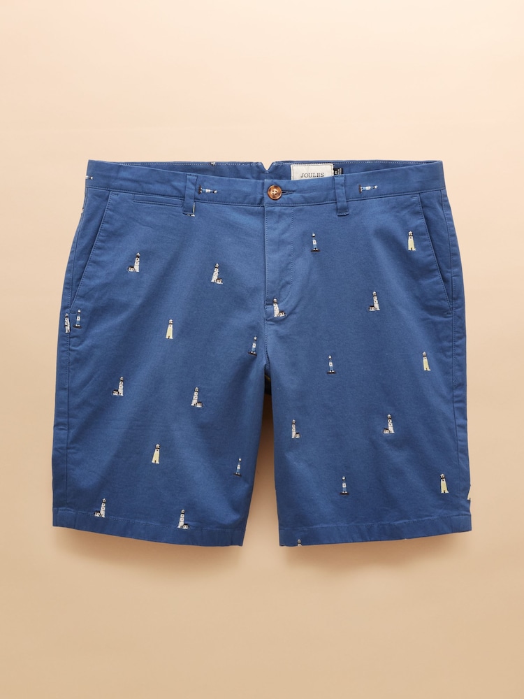 Joules Classic Fit Blue/Ecru Chino Shorts - Image 9 of 9