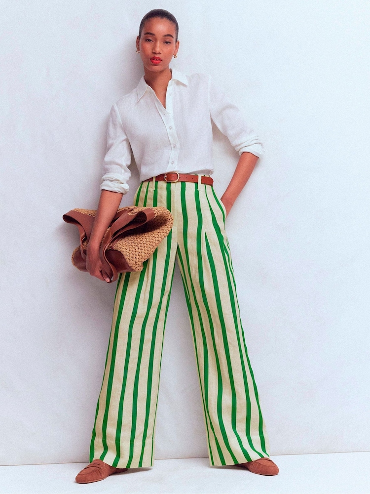 Boden Cream Mayfair Linen Trousers - Image 1 of 6 Boden Cream Mayfair Linen Trousers - Image 1 of 6