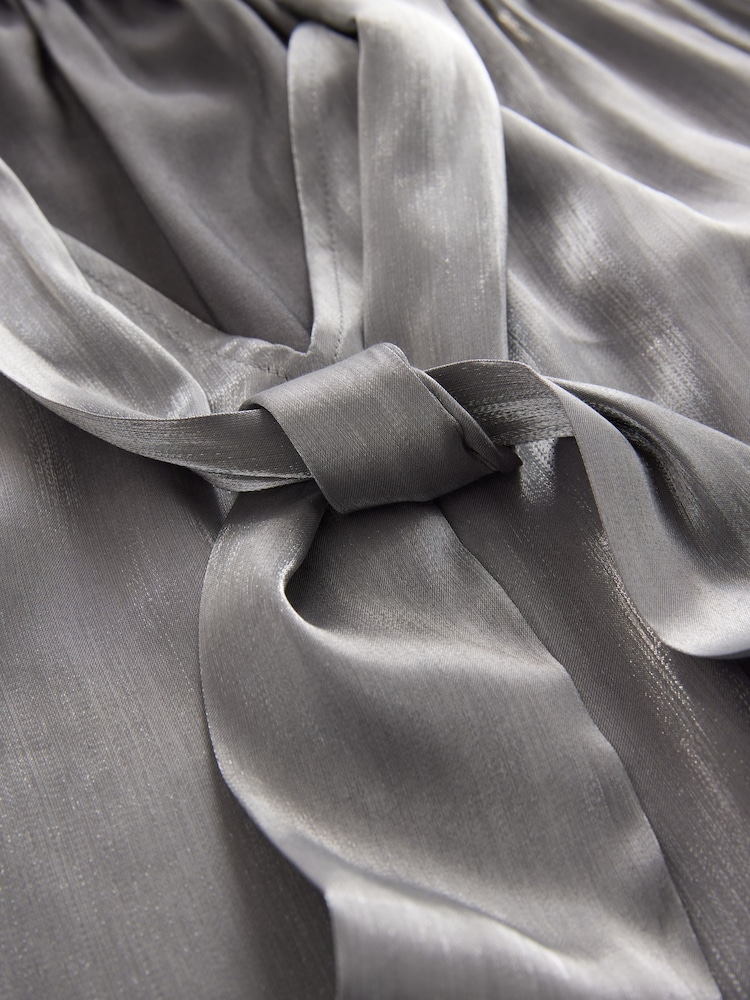 Silver Tie Neck Metallic Blouse - Image 8 of 8