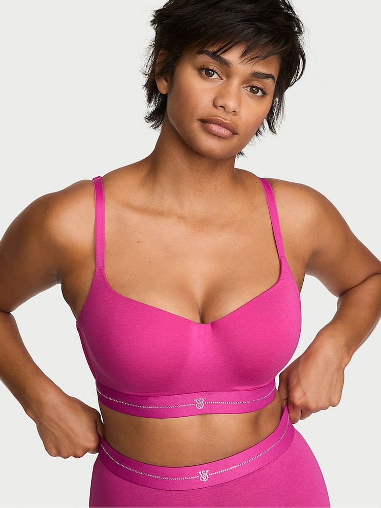 Victoria's Secret Pink Fire Lightly Lined Balcony Shine Logo Cotton Bra - Image 1 of 2