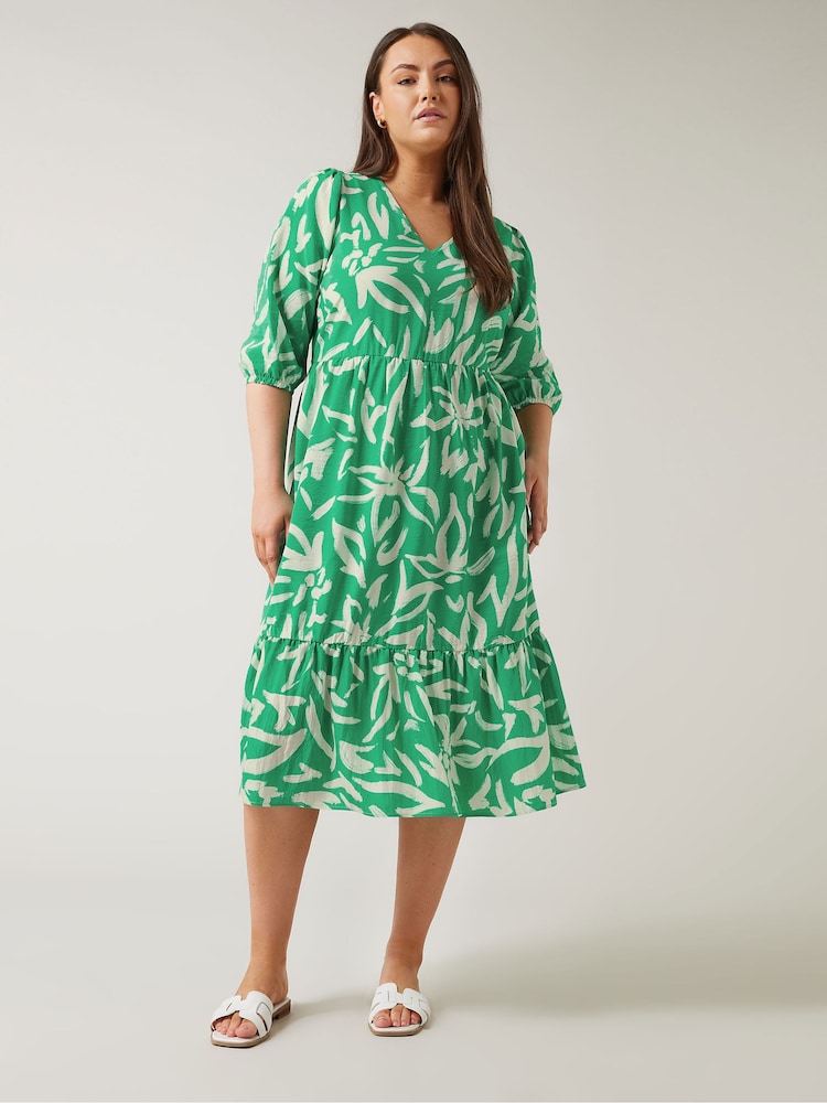 Evans Green Midaxi Balloon Sleeve Dress - Image 1 of 5