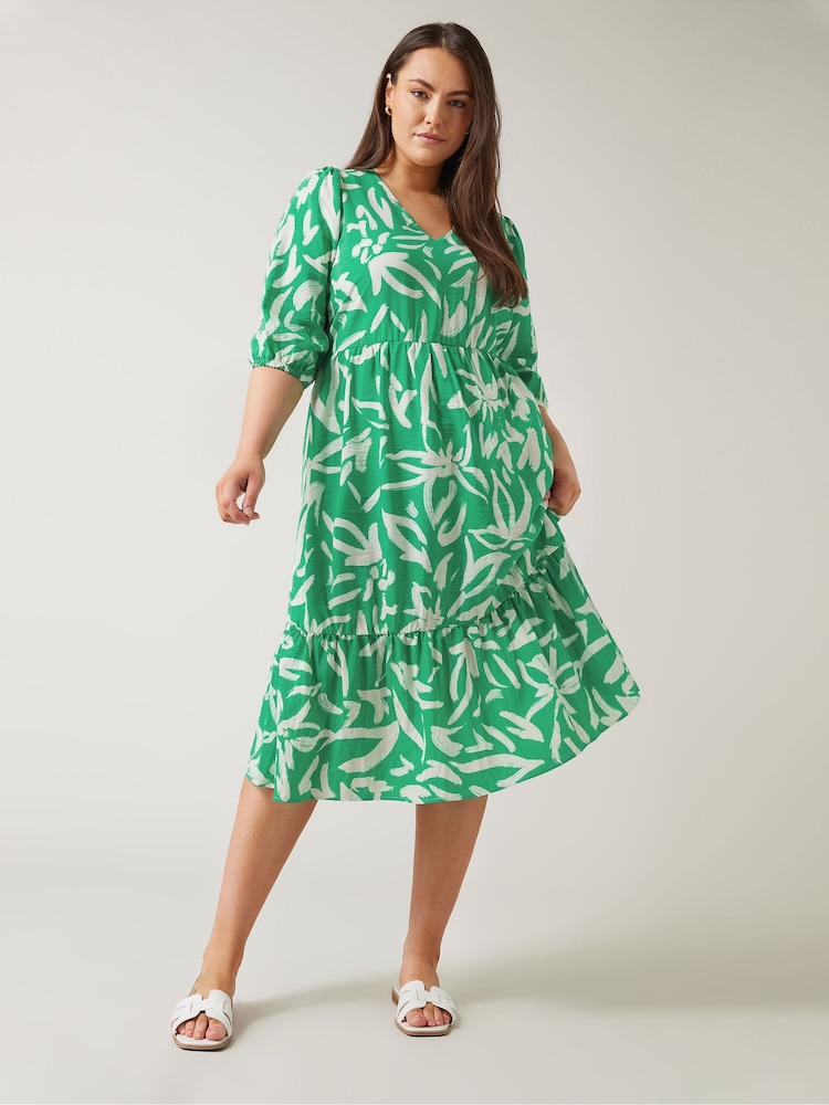 Evans Green Midaxi Balloon Sleeve Dress - Image 2 of 5