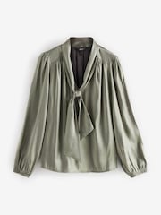 Gold Tie Neck Metallic Blouse - Image 6 of 8