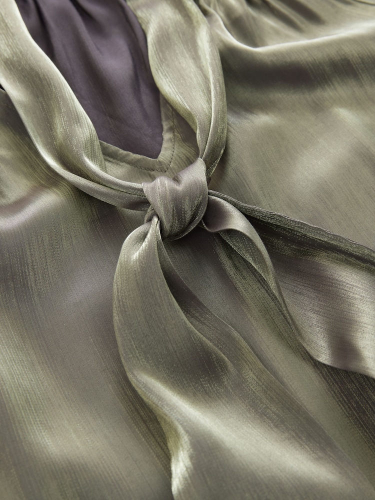 Gold Tie Neck Metallic Blouse - Image 8 of 8