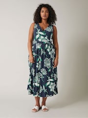 Evans Blue Sleeveless Wrap Dress - Image 1 of 5