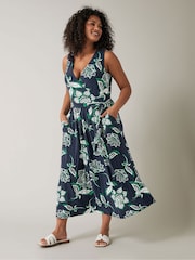 Evans Blue Sleeveless Wrap Dress - Image 2 of 5
