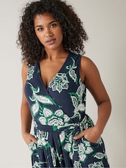 Evans Blue Sleeveless Wrap Dress - Image 4 of 5
