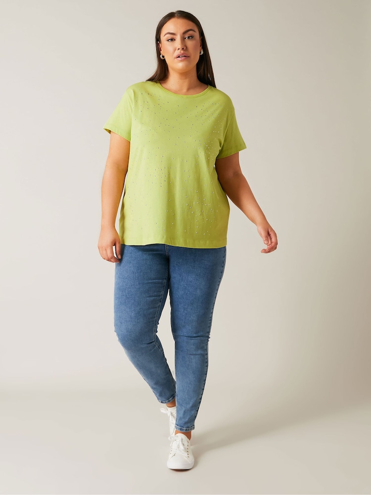 Evans Curve Stud Embellished Pure 100% Cotton T-Shirt - Image 2 of 4