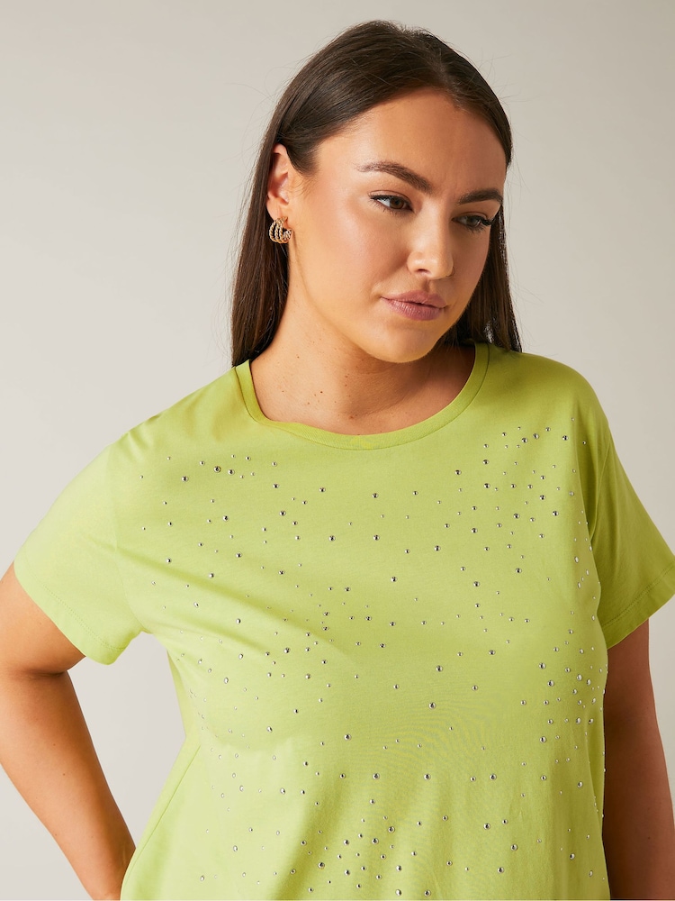 Evans Curve Stud Embellished Pure 100% Cotton T-Shirt - Image 4 of 4