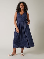 Evans Sleeveless Broidery Wrap White Dress - Image 1 of 5