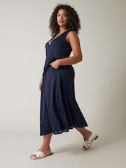 Evans Sleeveless Broidery Wrap White Dress - Image 2 of 5