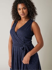 Evans Sleeveless Broidery Wrap White Dress - Image 4 of 5