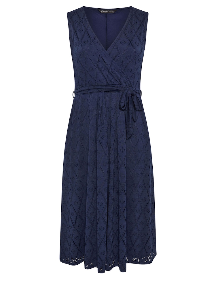 Evans Sleeveless Broidery Wrap White Dress - Image 5 of 5