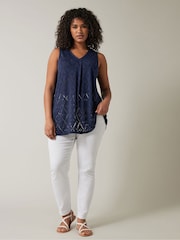 Evans Curve Broderie Anglaise Vest Top - Image 2 of 5