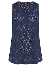 Evans Curve Broderie Anglaise Vest Top - Image 5 of 5