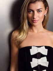 Black Velvet Bow Embellished Bandeau Corset Top - Image 4 of 7