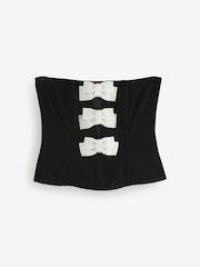 Black Velvet Bow Embellished Bandeau Corset Top - Image 5 of 7