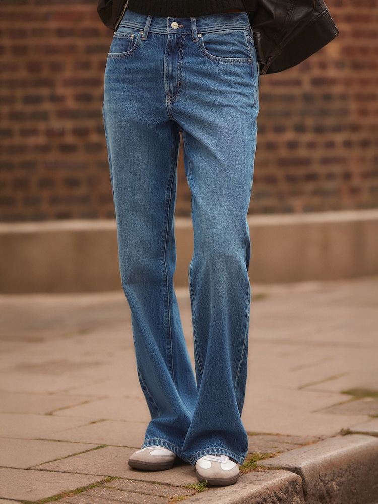 Bleu - Jean bootcut décontracté 100% coton - Image 3 of 8