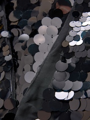 Black Sequin V-Neck Mini Dress - Image 7 of 7