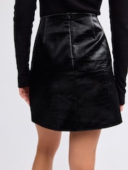Black Croc Effect Faux Leather Mini Skirt - Image 4 of 4