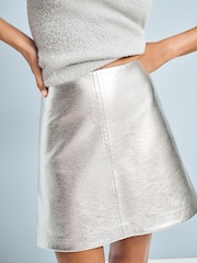 Rochelle Humes Silver Faux Leather Mini Skirt - Image 5 of 8