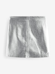 Rochelle Humes Silver Faux Leather Mini Skirt - Image 6 of 8