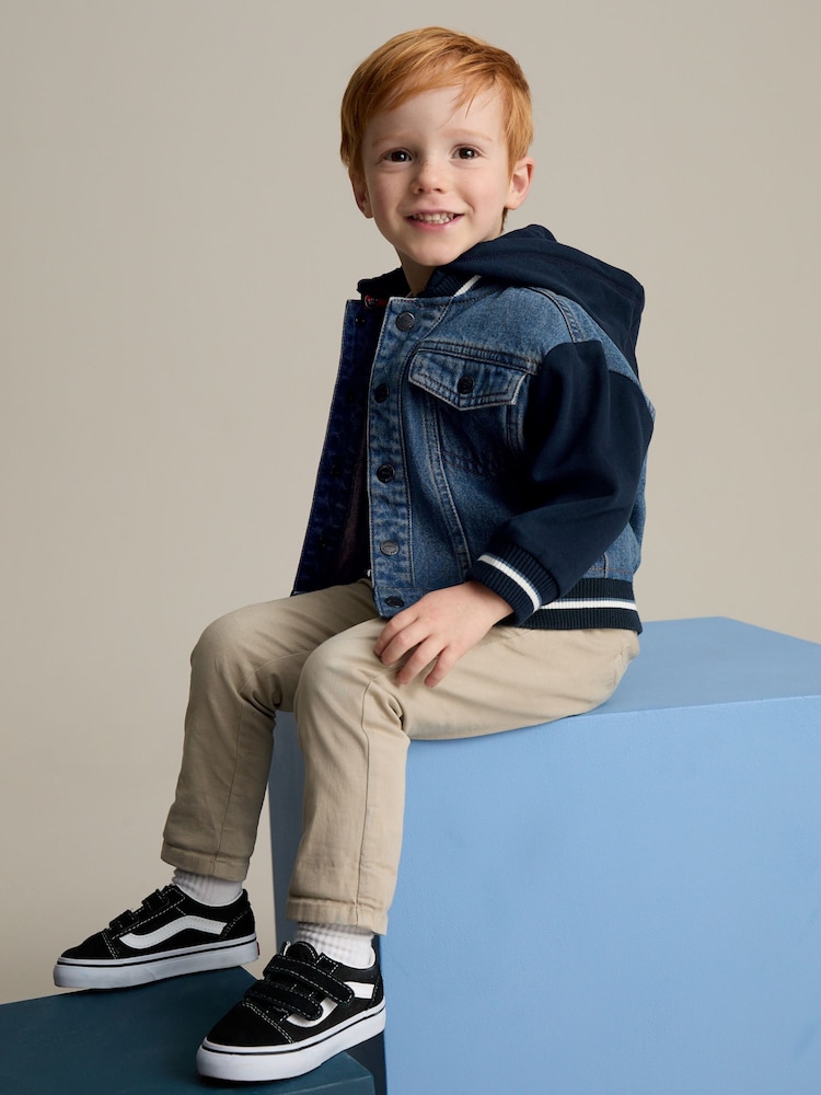 Navy 100% Cotton Denim Hooded Jacket (3mths-10yrs) - Image 2 of 9