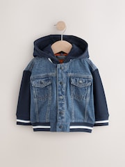 Navy 100% Cotton Denim Hooded Jacket (3mths-10yrs) - Image 4 of 9