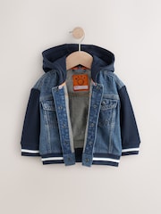 Navy 100% Cotton Denim Hooded Jacket (3mths-10yrs) - Image 5 of 9