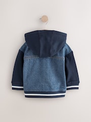 Navy 100% Cotton Denim Hooded Jacket (3mths-10yrs) - Image 6 of 9