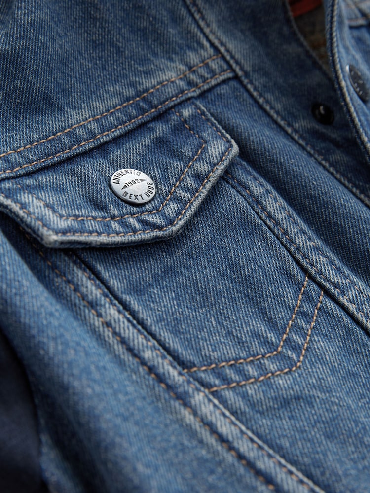 Navy 100% Cotton Denim Hooded Jacket (3mths-10yrs) - Image 7 of 9