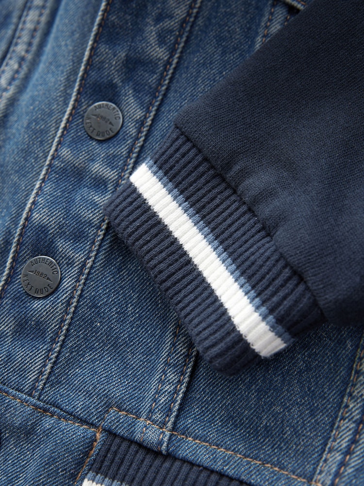 Navy 100% Cotton Denim Hooded Jacket (3mths-10yrs) - Image 9 of 9