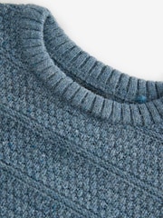 Blue Textured Crew Neck Jumper (3-16yrs) - Image 3 of 4