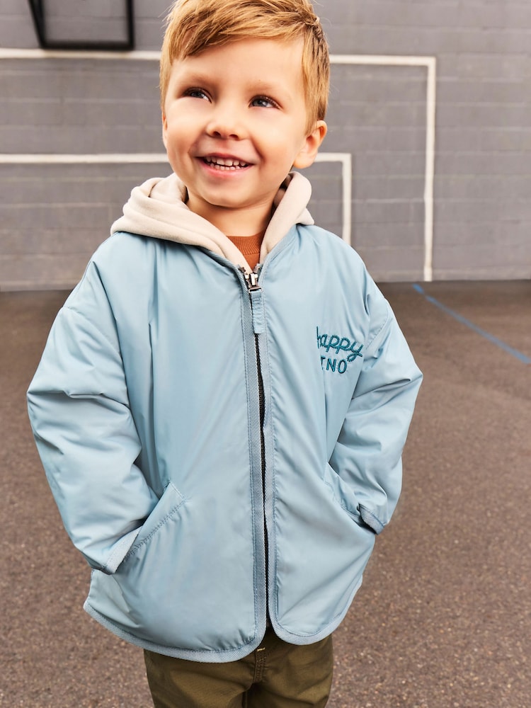 Light Blue Shower Resistant Embroidered Jacket (3mths-7yrs) - Image 4 of 16