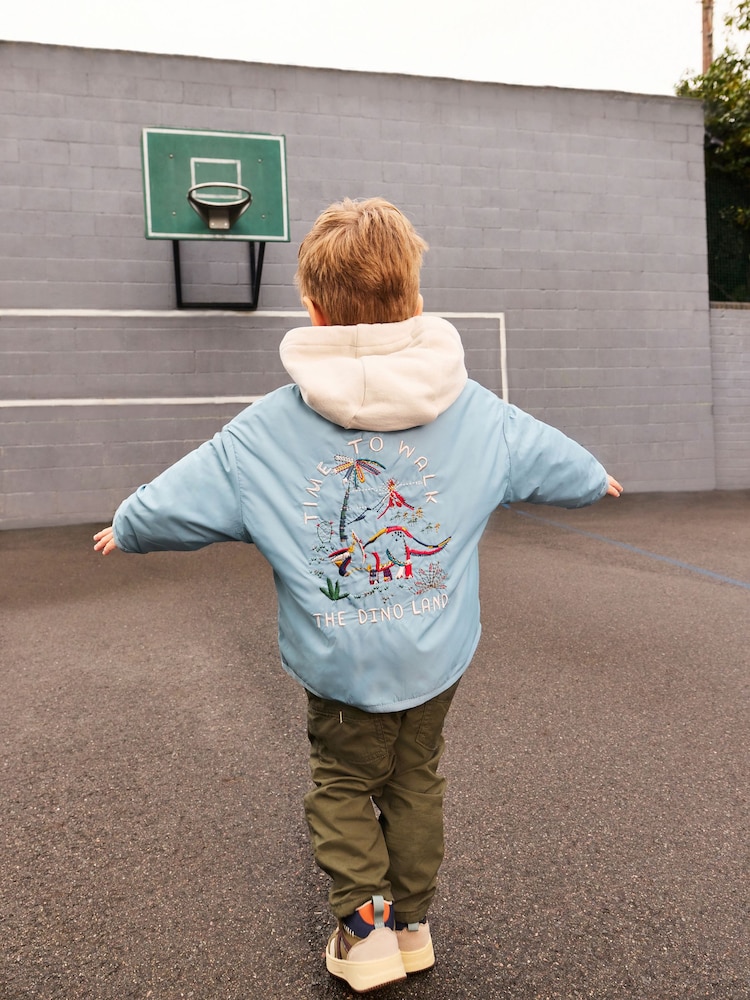 Light Blue Shower Resistant Embroidered Jacket (3mths-7yrs) - Image 5 of 16