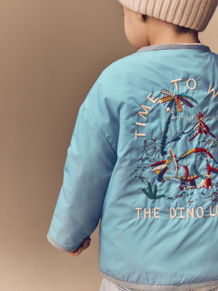 Light Blue Shower Resistant Embroidered Jacket (3mths-7yrs) - Image 8 of 16